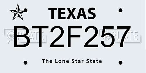 BT2F257 Texas License Plate
