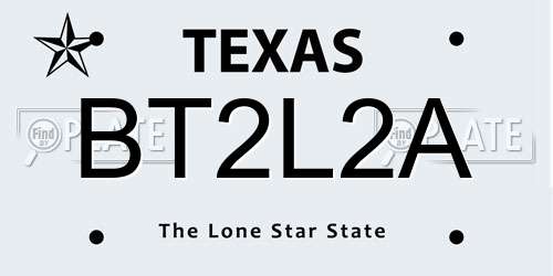 BT2L2A Texas License Plate