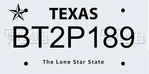 BT2P189 Texas License Plate