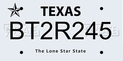 BT2R245 Texas License Plate