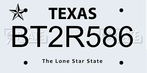 BT2R586 Texas License Plate