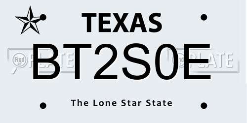 BT2S0E Texas License Plate