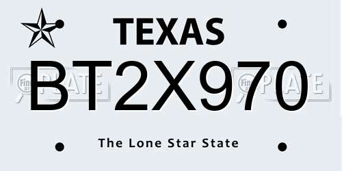 BT2X970 Texas License Plate
