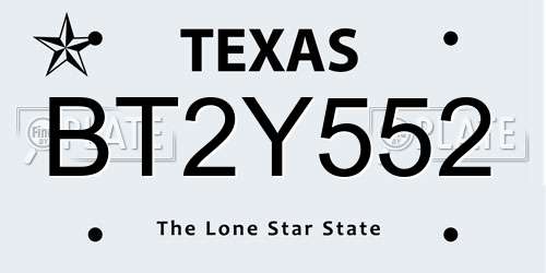 BT2Y552 Texas License Plate