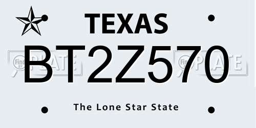 BT2Z570 Texas License Plate