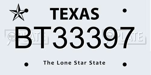 BT33397 Texas License Plate