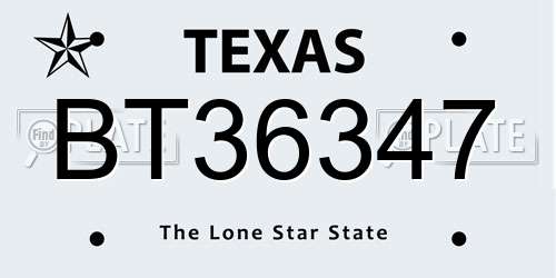 BT36347 Texas License Plate
