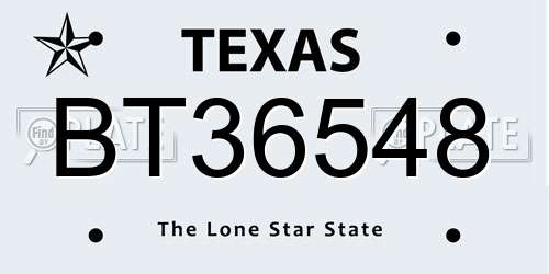 BT36548 Texas License Plate