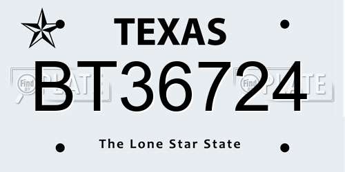 BT36724 Texas License Plate