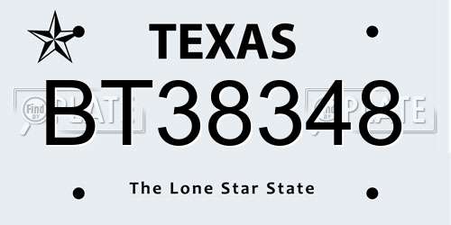 BT38348 Texas License Plate