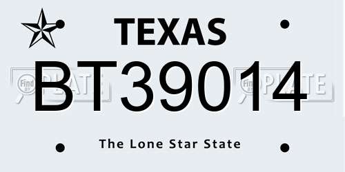 BT39014 Texas License Plate
