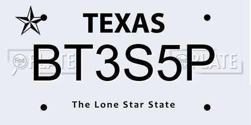 BT3S5P Texas License Plate