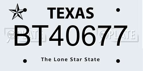 BT40677 Texas License Plate
