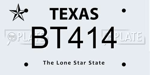 BT414 Texas License Plate