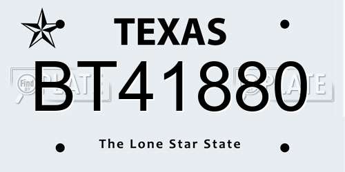 BT41880 Texas License Plate