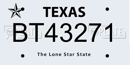 BT43271 Texas License Plate
