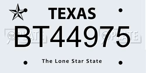 BT44975 Texas License Plate
