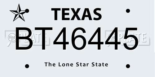 BT46445 Texas License Plate