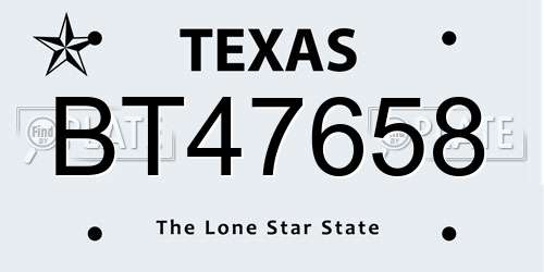 BT47658 Texas License Plate