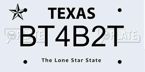 BT4B2T Texas License Plate