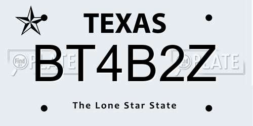 BT4B2Z Texas License Plate