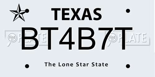 BT4B7T Texas License Plate