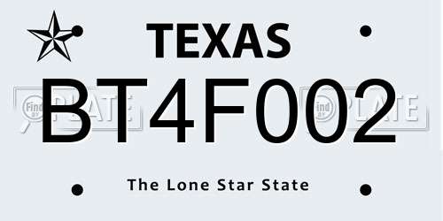 BT4F002 Texas License Plate