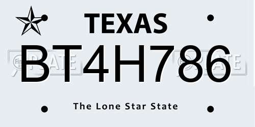BT4H786 Texas License Plate