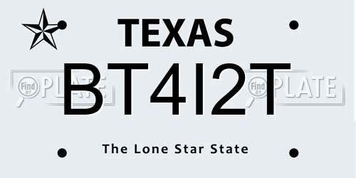 BT4I2T Texas License Plate