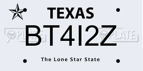 BT4I2Z Texas License Plate