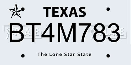 BT4M783 Texas License Plate