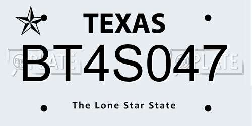 BT4S047 Texas License Plate