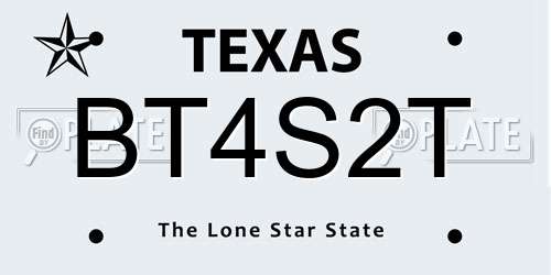 BT4S2T Texas License Plate