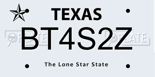 BT4S2Z Texas License Plate