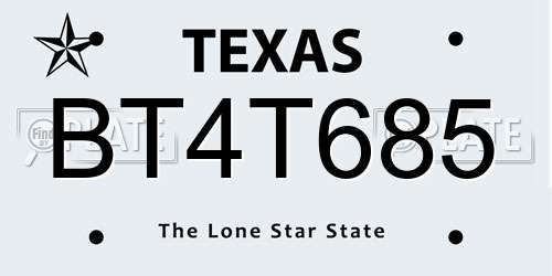 BT4T685 Texas License Plate