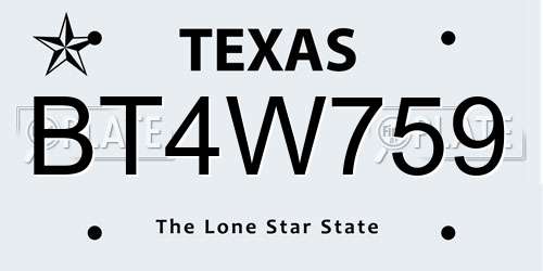 BT4W759 Texas License Plate