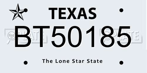 BT50185 Texas License Plate