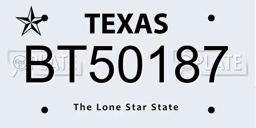 BT50187 Texas License Plate