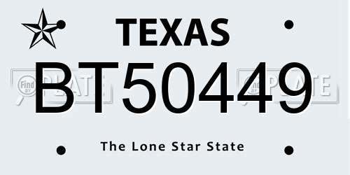BT50449 Texas License Plate