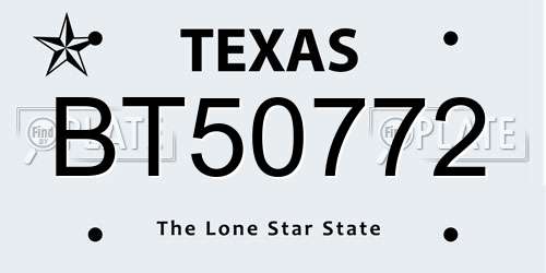 BT50772 Texas License Plate