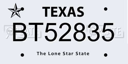 BT52835 Texas License Plate