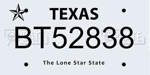 BT52838 Texas License Plate