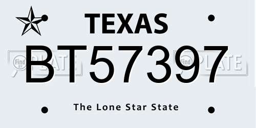 BT57397 Texas License Plate
