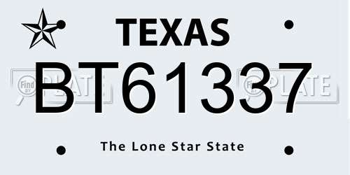 BT61337 Texas License Plate