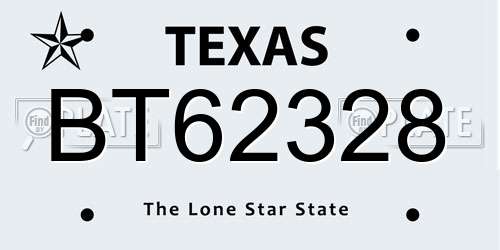 BT62328 Texas License Plate