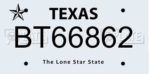 BT66862 Texas License Plate