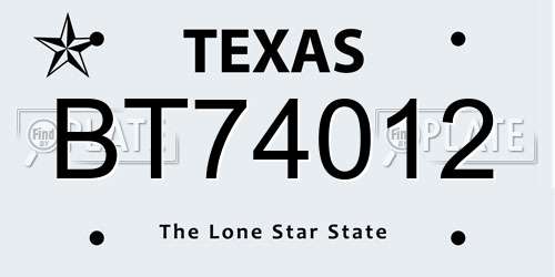 BT74012 Texas License Plate