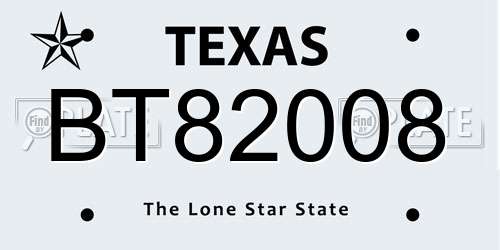 BT82008 Texas License Plate
