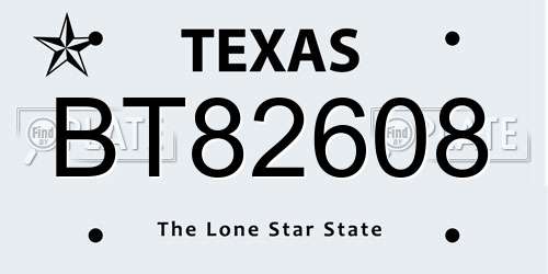 BT82608 Texas License Plate