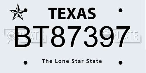 BT87397 Texas License Plate
